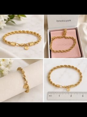 Brook & York Classic Gold Rope Bracelet with Charm